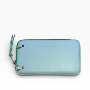 Bandolier Expanded Zip Pouch in Light Teal Blue - NWOT